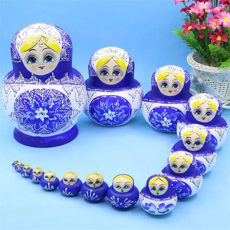 15 Strat Reale Păpușă Matryoshka Cer Albastru Noapte de Moda Lemn Uscat Jucării de Mână-Pictat Vopsea rusă Cuib Papusa pentru Copii Cadou L30