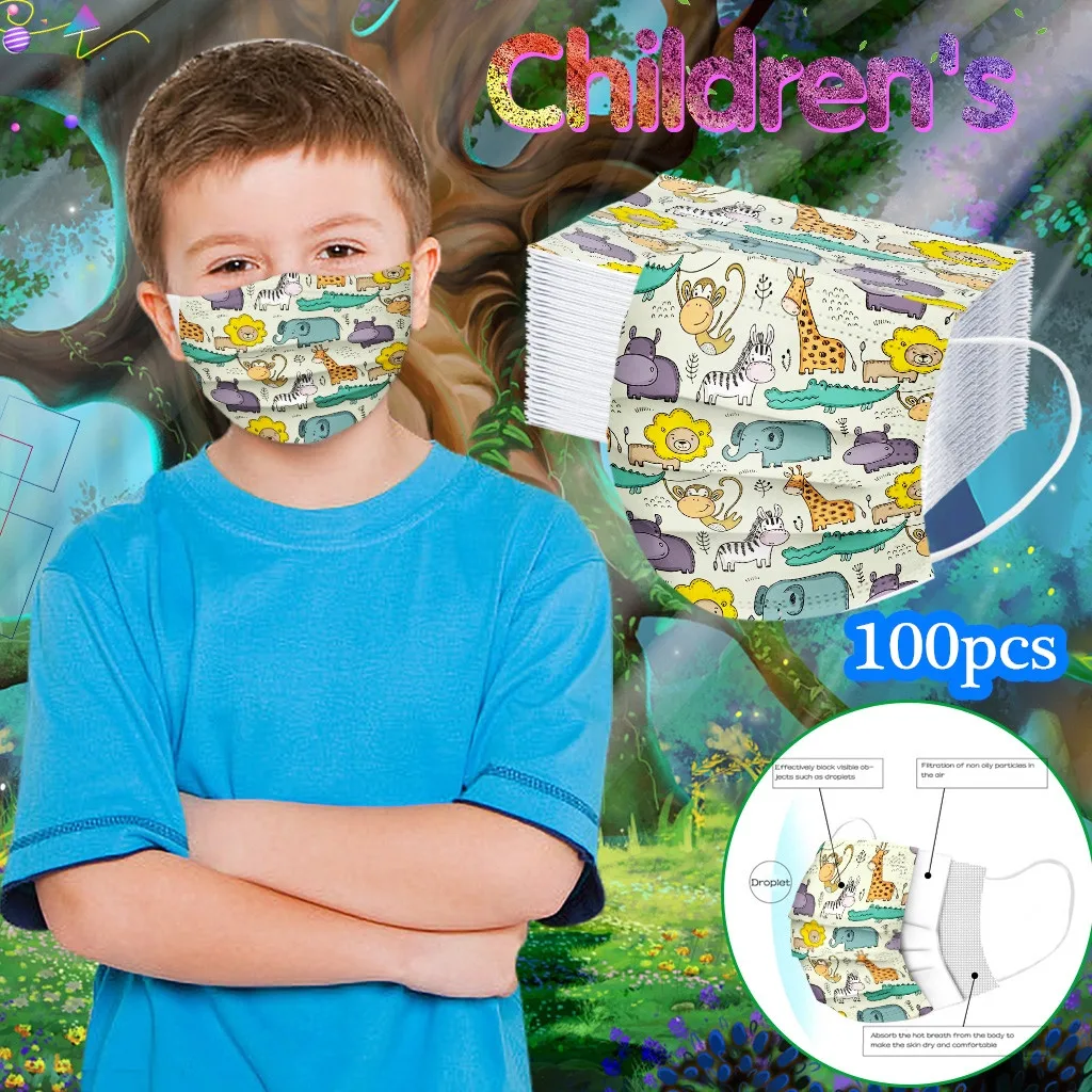 50/100buc Desene animate pentru Copii Respirabil Masca de Unică folosință cu Trei Straturi de Protecție de Imprimare Capac Reutilizabile de Protecție Masca de fata Copii