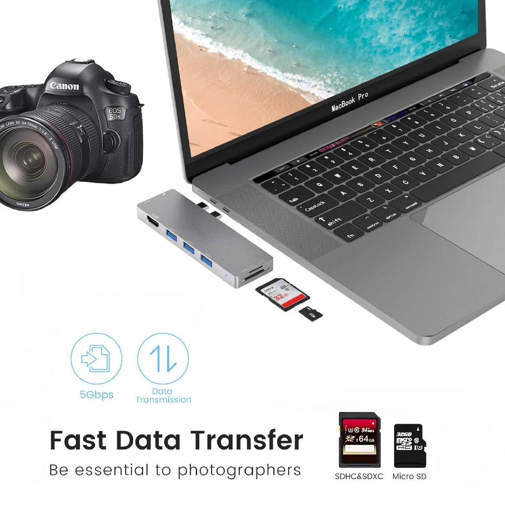 Duble de Tip C de Mare Viteza Hub USB HDMI PD Încărcare TF/SD Reader USB3.0 Docking Station Pentru MacBook Pro / Air