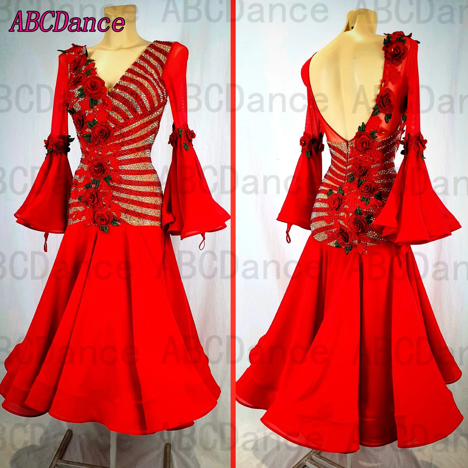 Concurs de dans rochii de dans Modern, rochie de Vals, rochie dans, costume de dans haine pentru femei roșii