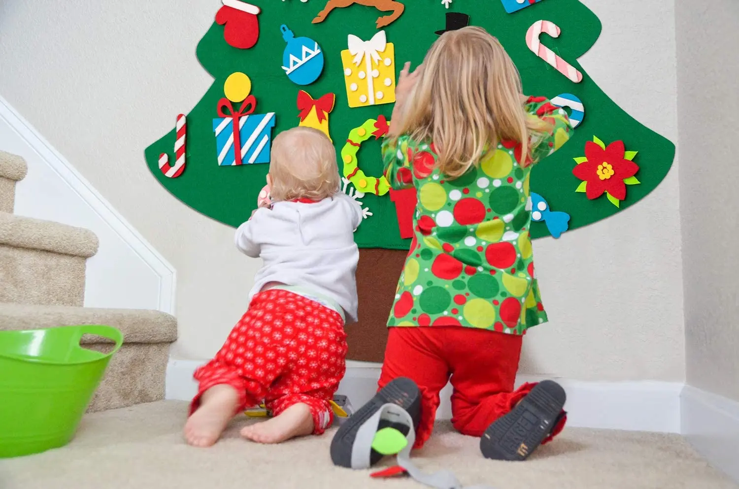 32pcs 3ft DIY Simțit Pomul de Crăciun - Crăciun Decoratiuni de Perete Agățat Ornamente Copii Cadouri Consumabile Partid Cadouri de Anul Nou