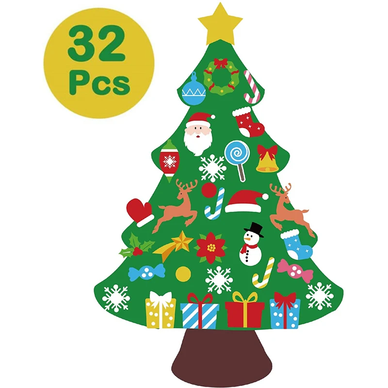 32pcs 3ft DIY Simțit Pomul de Crăciun - Crăciun Decoratiuni de Perete Agățat Ornamente Copii Cadouri Consumabile Partid Cadouri de Anul Nou