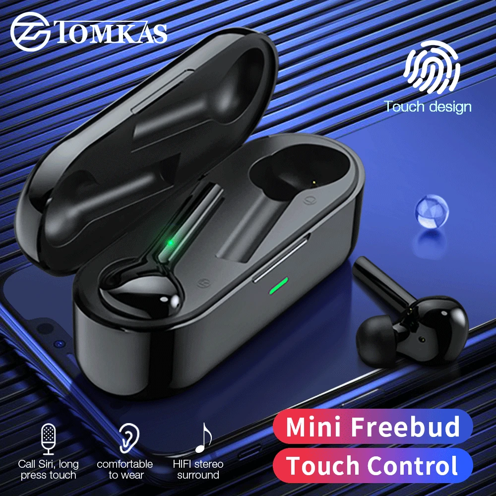 TOMKAS Freebud TWS Căști fără Fir Bluetooth 5.0 Adevărat Pavilioane Wireless Headset Stereo Bluetooth Casti cu Microfon pentru Telefon