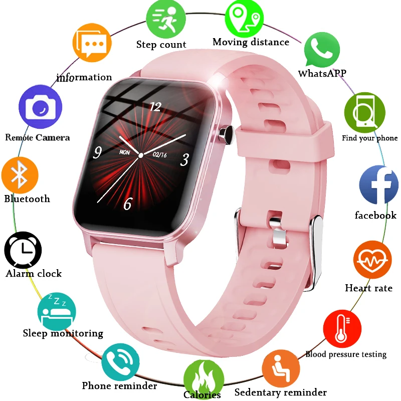 LIGE Noi Full Touch Screen Smart Watch Sport Femei Rata de Inima tensiunea IP68 rezistent la apa Smartwatch relojes inteligentes