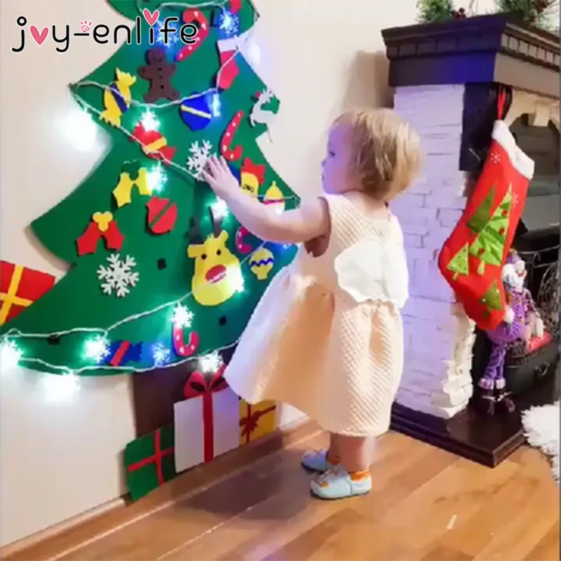 Pomul de crăciun DIY Manual Simțit Cadouri de Anul Nou pentru Copii Jucarii Artificiale Copac Agățat de Perete Ornamente de Craciun pentru Casa Decorare