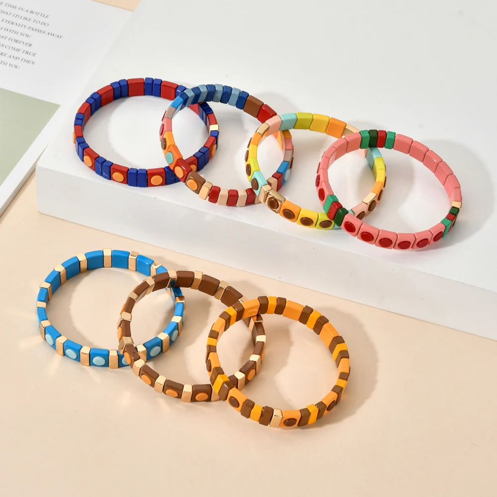 Noi Boho Faianta Întinde Manșetă Bratari pentru femei Curcubeu Bijuterii Brățări de Culoare inchisa Sistem de Designer Brățară Brățară de Email Cadou