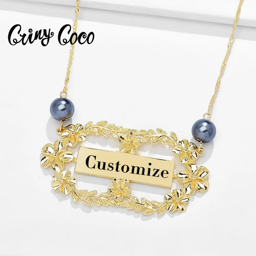 Cring Coco Personalizate de Moda Flori Coliere Scrisoare Personalizata de Aur Cravată Pandantiv Hawaiian Etnice Colier pentru Femei 2020