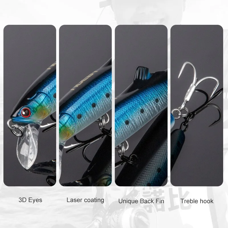 NOEBY Pescuit 90mm/32g Minnow Bass, Stiuca, Crap Walleye Păstrăv Plastic Wobbler Greu Momeli Swimbaits Momeală Artificială Set Mare NBL9060
