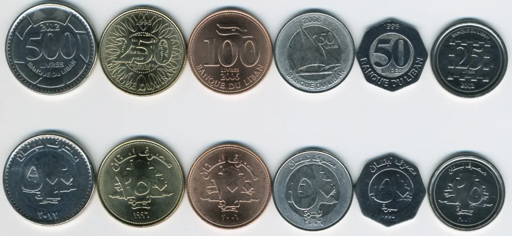 Set de 6 Liban Monede de Brand Nou Original de Monede de Colecție UNC