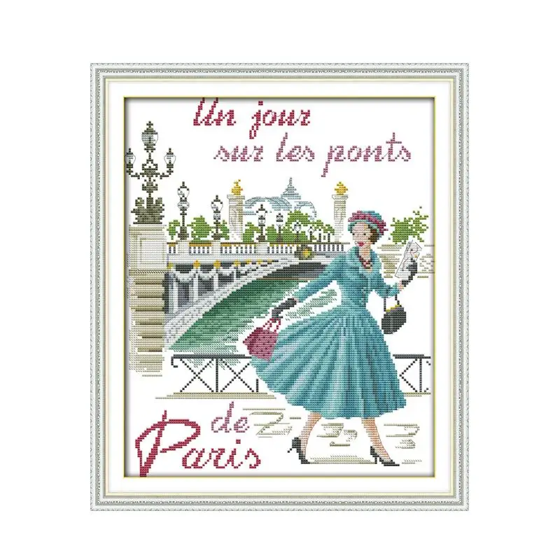 Doamna de moda de la Paris goblen kit conta imprimare 18ct 14ct 11 bumbac mătase brodat manual DIY manual mai multe poze