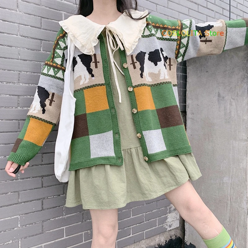 Toamna Iarna Femei Japoneze Pulover Tricotate Cardigan Îmbrăcăminte Exterioară Moale Sora Girly Vintage Maneca Vrac Haina Jacheta Fete