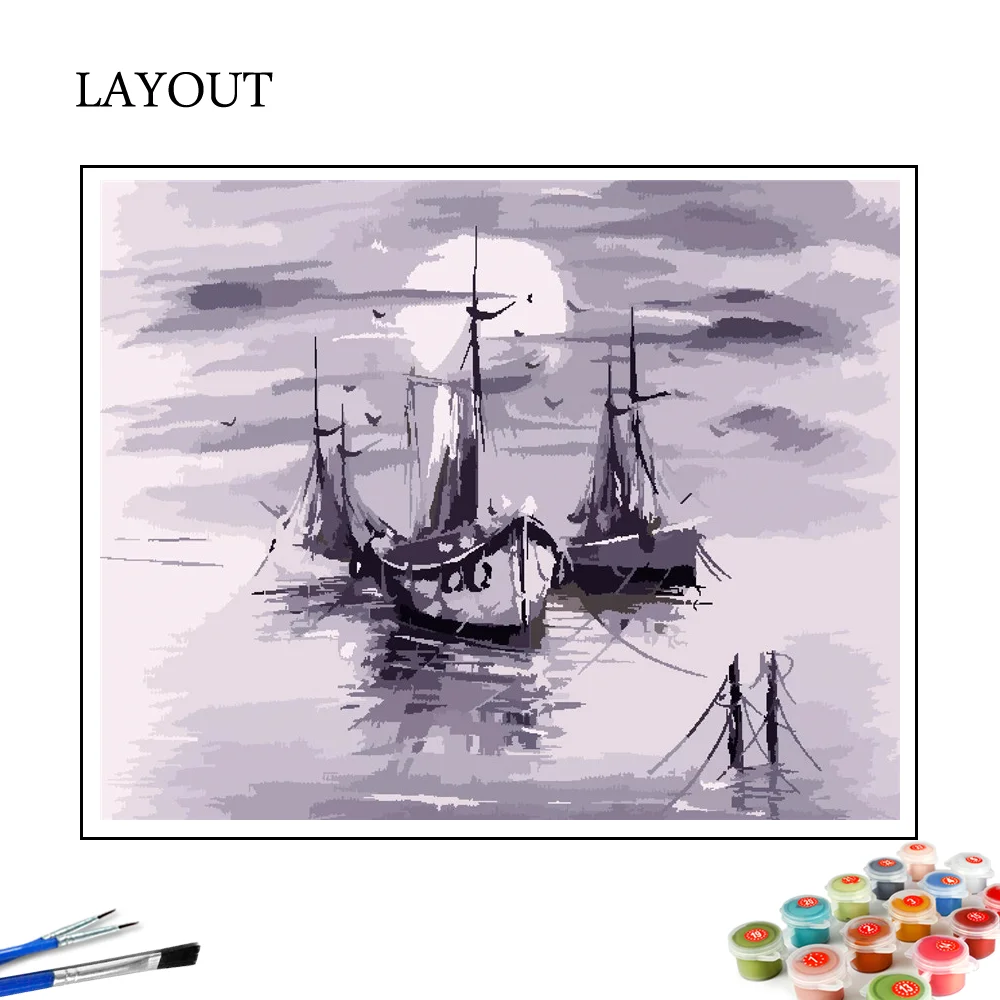 HUACAN Vopsea De Numărul Barca DIY Imagini De Numere Peisaj Kituri Pictate manual, Pictura Arta de Desen Pe Panza Cadou Decor Acasă