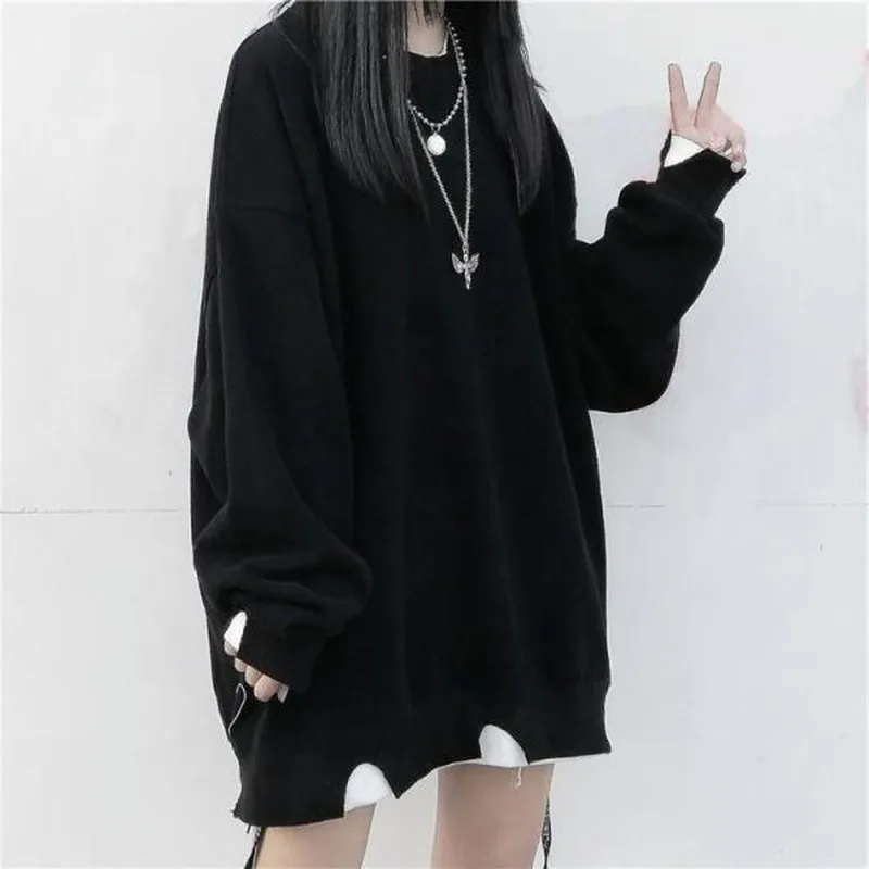 Deeptown Gotic Hoodies Pentru Femei De Iarnă 2021 Moda Plus Catifea Bluza Femei Cu Maneci Lungi Moda Coreeană Plus Dimensiune Hoodies