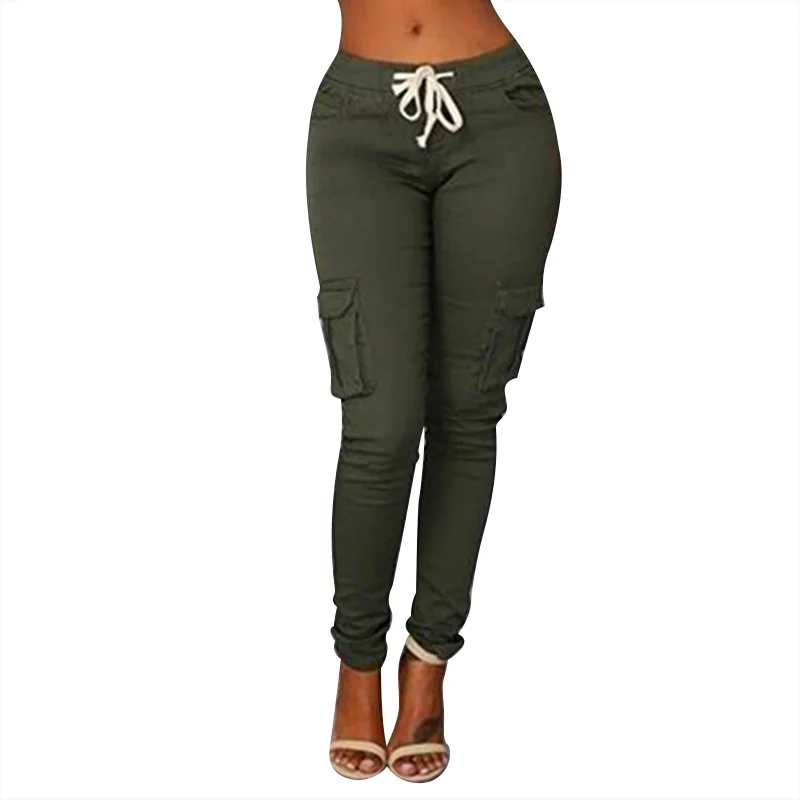 Femeile Bandaj Pantaloni Confortabile Buzunar Mijlocul Talie Elastic Cu Cordon Culoare Solidă Vrac Direct Lungi Casual Pantaloni Scule