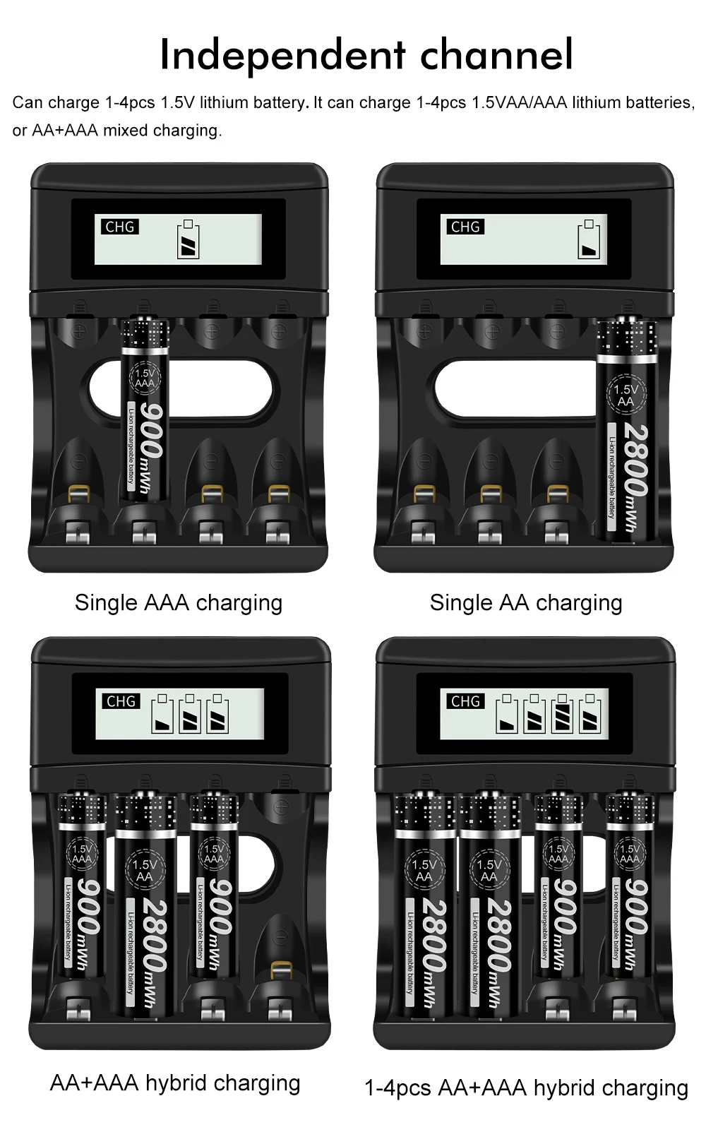 PALO AA 1.5 V AAA Baterie Reîncărcabilă Litiu Li-ion 4 sloturi încărcător pentru aa 1.5 v baterie Li-ion cu display LCD