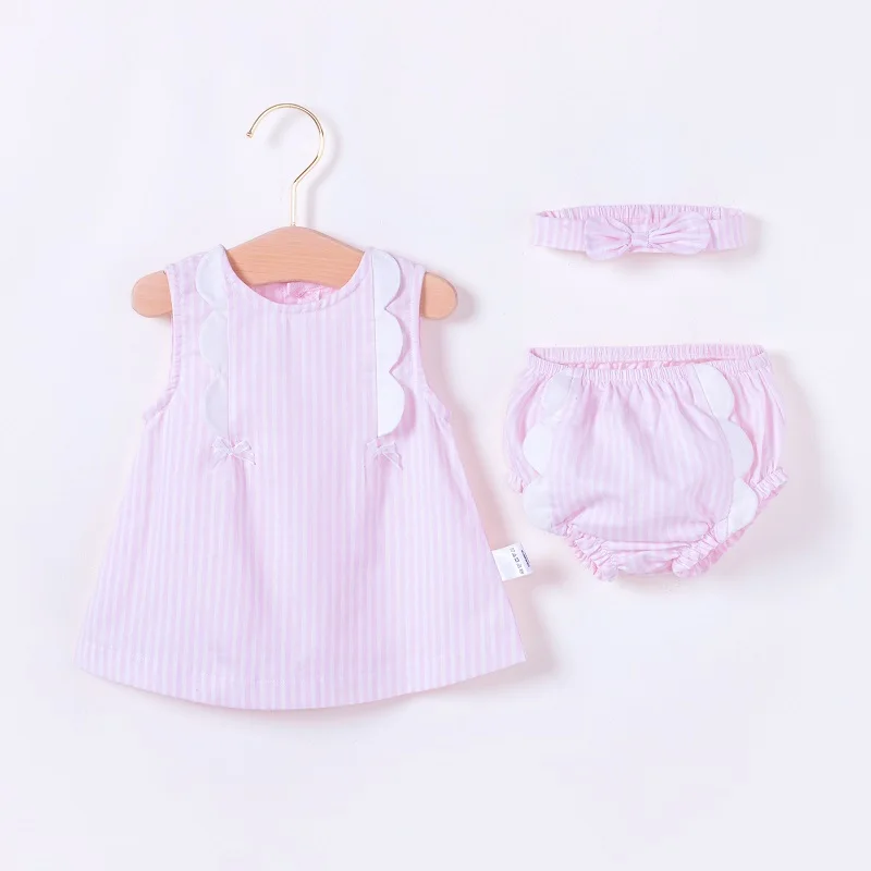 Vlinder Copil Fata rochie de haine pentru copii de Vară Stil Printesa Rochie Roz Drăguț Nou-născut Nici unul Mâneci pentru Sugari Rochii 3pcs set