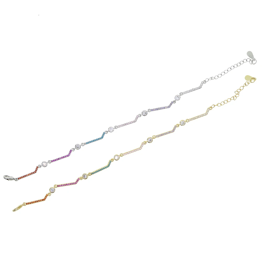 15+4cm extinde lanțul de micro pave curcubeu colorat cz geometrice poftă de mâncare bar cz link-ul lanț brățară pentru fata pentru femei