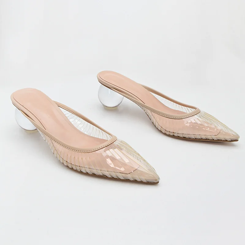 2020 Primăvara Și Vara Stil Nou Catâri Pantofi Sexy Exterior Transparent Purta Versatil Subliniat-Toe Papuci De Casă