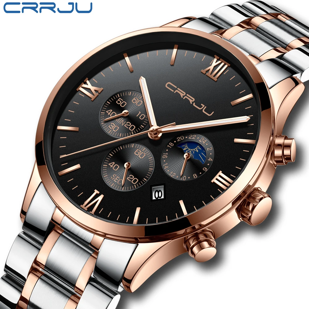 Relojes 2019 Ceas Barbati CRRJU Moda Sport Cuarț Mens Ceasuri de Top de Brand de Lux de Afaceri Impermeabil Ceas horloges mannen