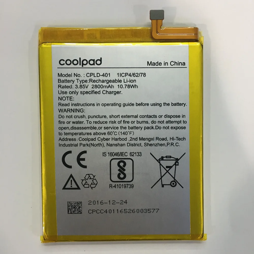 Noi 2800mAh/10.78 Wh 3.85 V CPLD-401 Acumulator de schimb Pentru Coolpad Telefon Inteligent Acumulator Reîncărcabil Încorporat Baterii