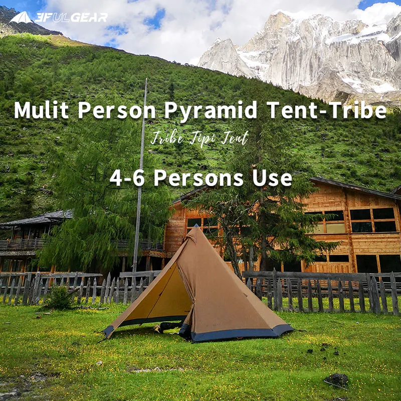 3F UL ECHIPAMENT de Camping 4-6 Persoane TRIB Piramida Tipi Cort 12㎡ Spații Mari 210T/40D rezistent la apa Podea Cort Interior Dimensiuni Reglabile