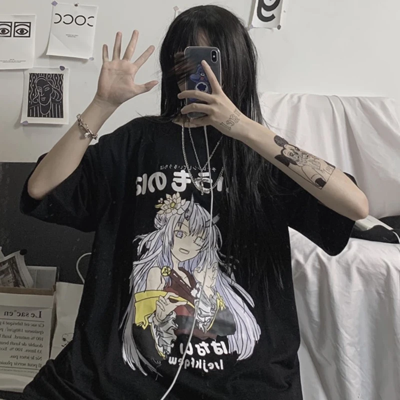 2020 noua Lolita vara ins Harajuku stil de desene animate Japoneze imprimate vrac cu mânecă scurtă T-shirt de sus