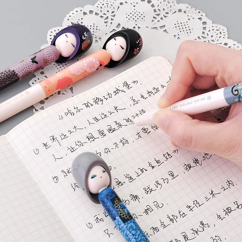 Stil japonez Creative Pix cu Gel Student Instrumente de Scris Kawaii Kimono Fata Pixuri Școală Cadouri Papetarie de Birou Aprovizionare 0.5 mm Negru