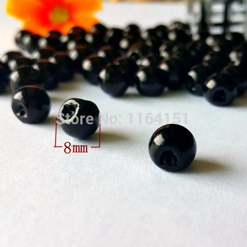 150pcs/lot de Moda Negru Partea Gaura de Nasturi de Sidef de 8mm Ochii rotunzi Butoane Jucărie Accesorii botones decorativos