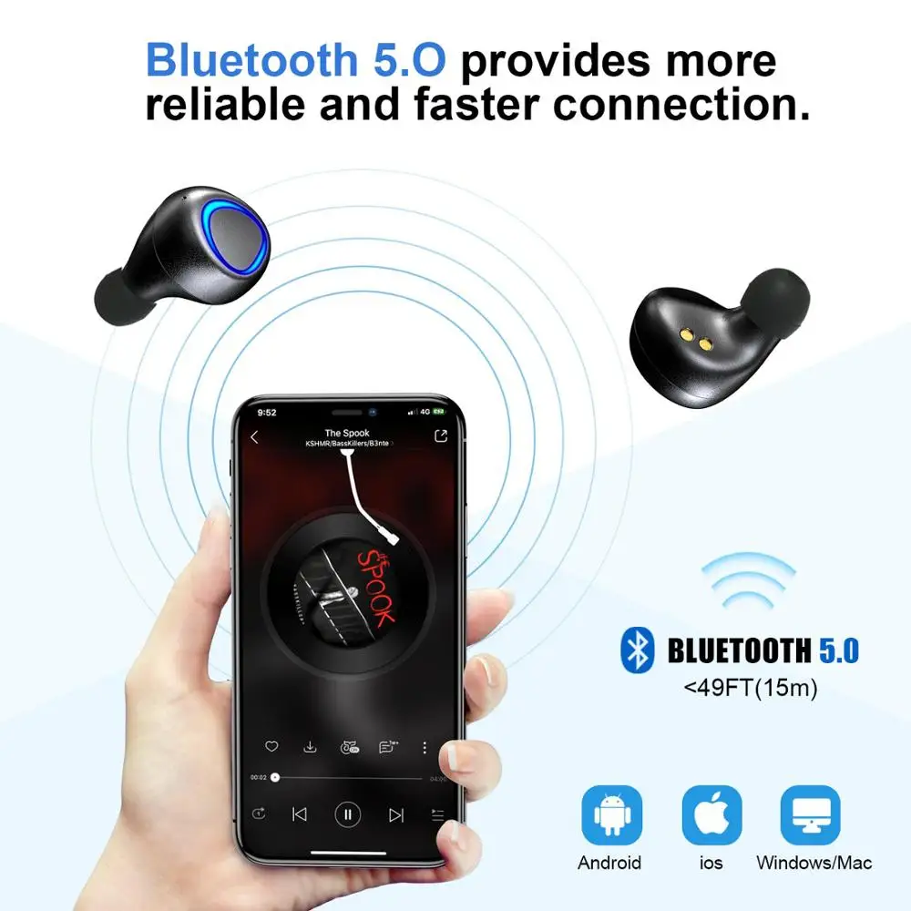 ANOMOIBUDS de Încărcare Wireless Caz TWS Bluetooth Căști Bluetooth Căști Bas Profund Sport Wireless Binaurale pentru Căști