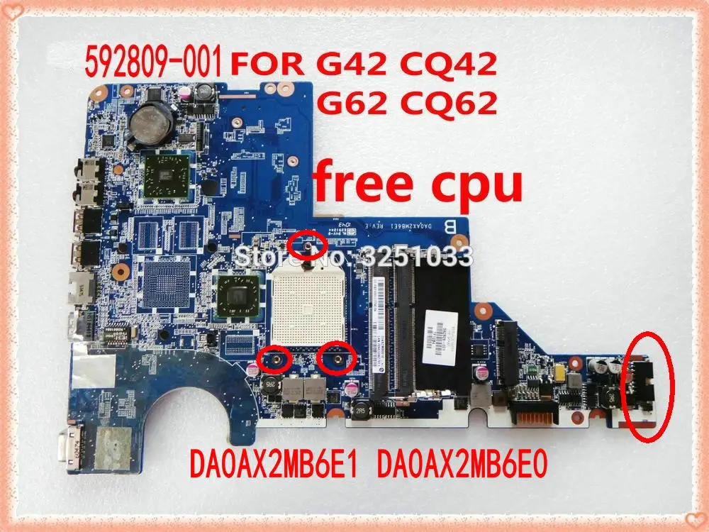DA0AX2MB6E1 DA0AX2MB6E0 592809-001 pentru hp G62 cq62 CQ42 laptop placa de baza G42 G62 CQ62 NOTEBOOK PC testate cu bine