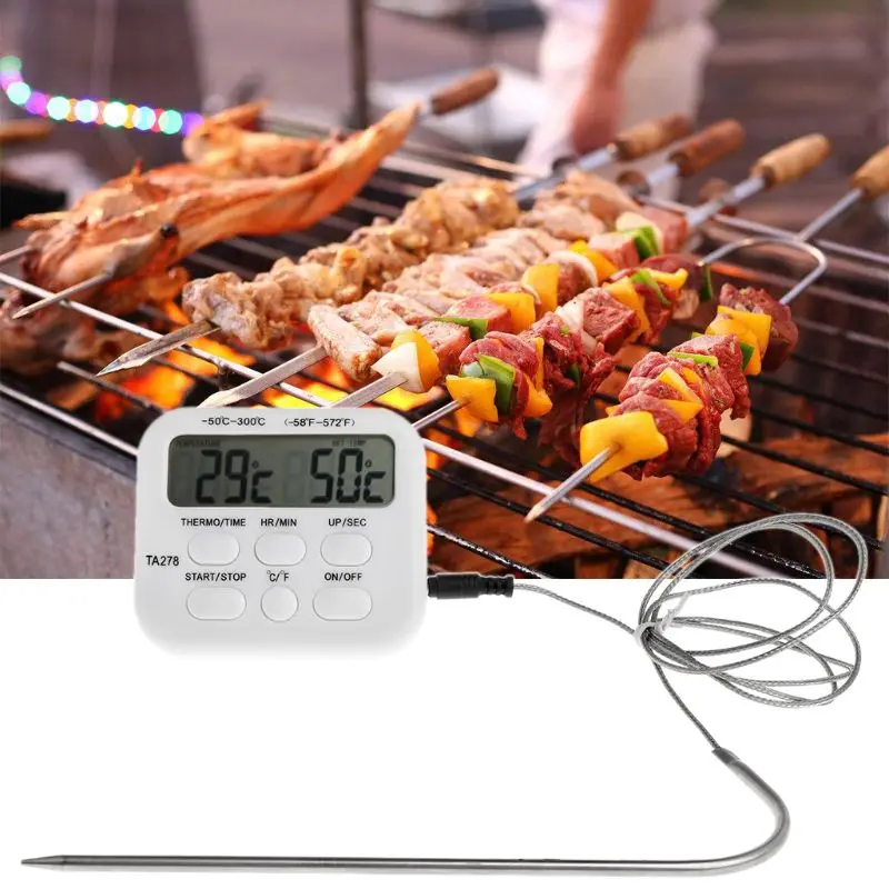 Digital GRĂTAR Termometru de Carne de Gătit Mâncare Cuptor Grill Termometru de Bucatarie cu Funcție de Cronometru