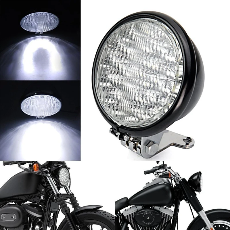 Negru Universal 5 Inch Motocicleta 30 LED-uri Față Faruri cap de lumină lampă Consolă Set pentru Harley Ho and Cruiser Cafe Racer Bobber