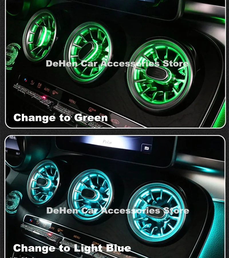LED-Priza de Aer Pentru Mercedes Benz C /E/ GLC Class W205-2020 Interiorul Consolei Frontale de Aer condiționat de Aerisire de Evacuare Turbo Stil