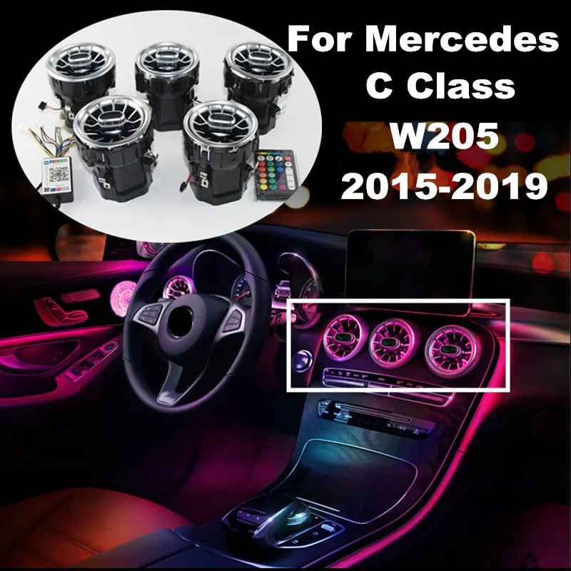 LED-Priza de Aer Pentru Mercedes Benz C /E/ GLC Class W205-2020 Interiorul Consolei Frontale de Aer condiționat de Aerisire de Evacuare Turbo Stil