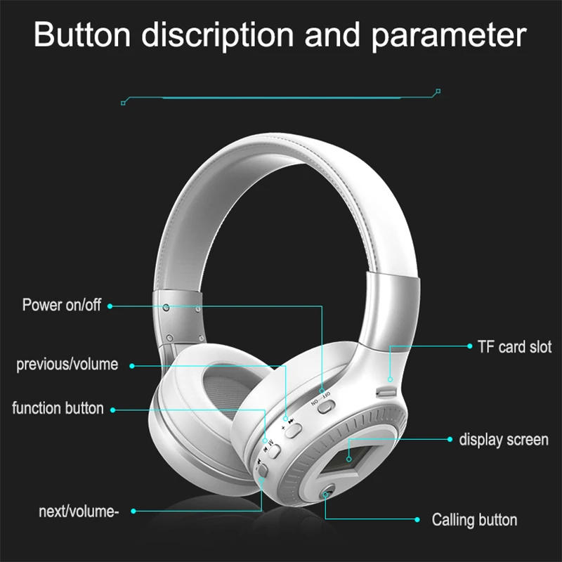 În 2020, Noile Căști fără Fir Bluetooth 5.0 Cască Stereo Gaming Muzica Căști Cu microfon Display LED Căști Auriculare
