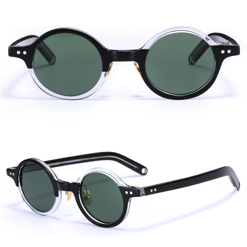 Retro Vintage de calitate personaj rotund ochelari de soare importate acetat cadru lentile polarizate de moda originale, cutie caz,