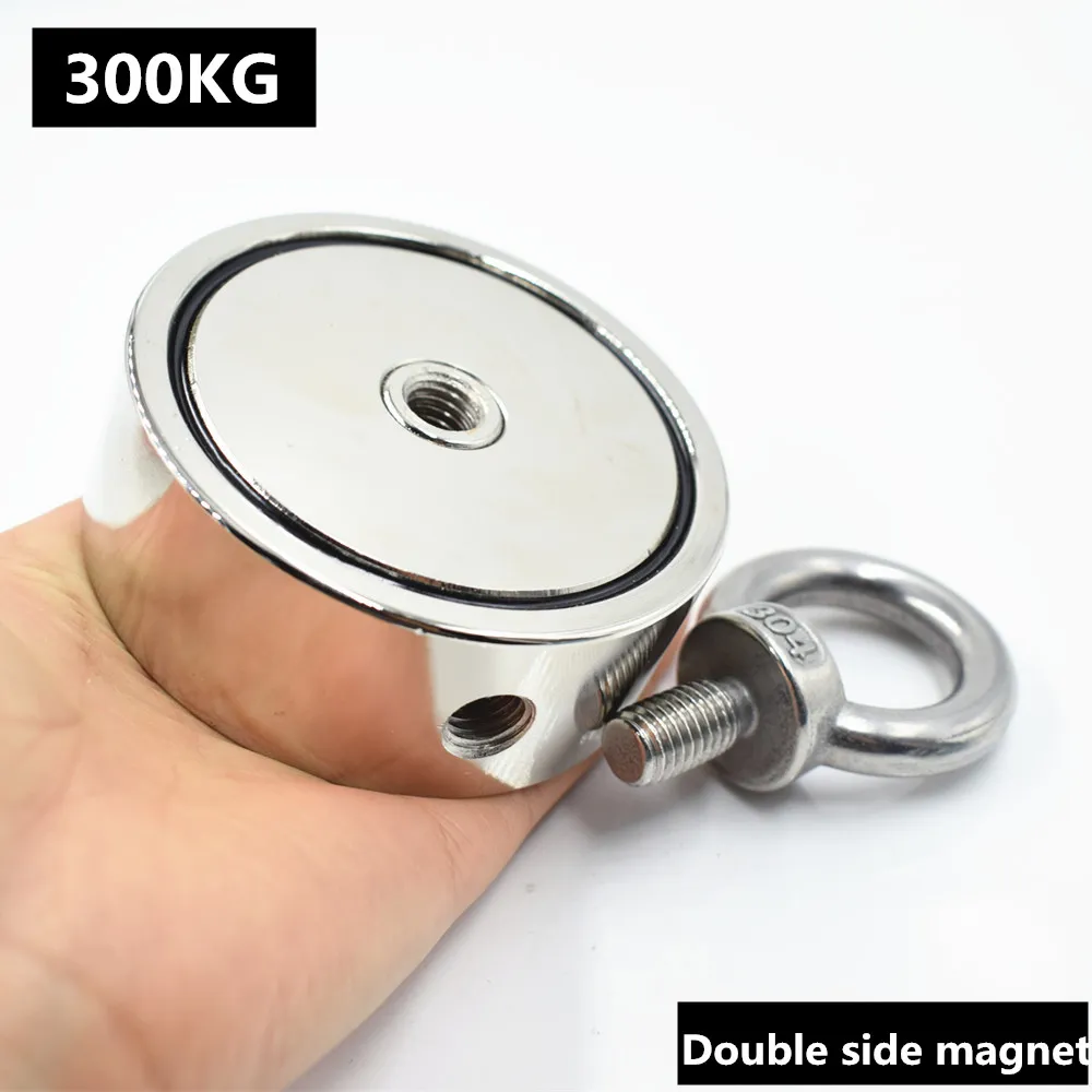 Magnet neodim Puternic Dublu partea de Salvare magnet, cârlig de Pescuit de căutare magnet Trăgând de Montare Oală cu inel gaura mare de echipamente
