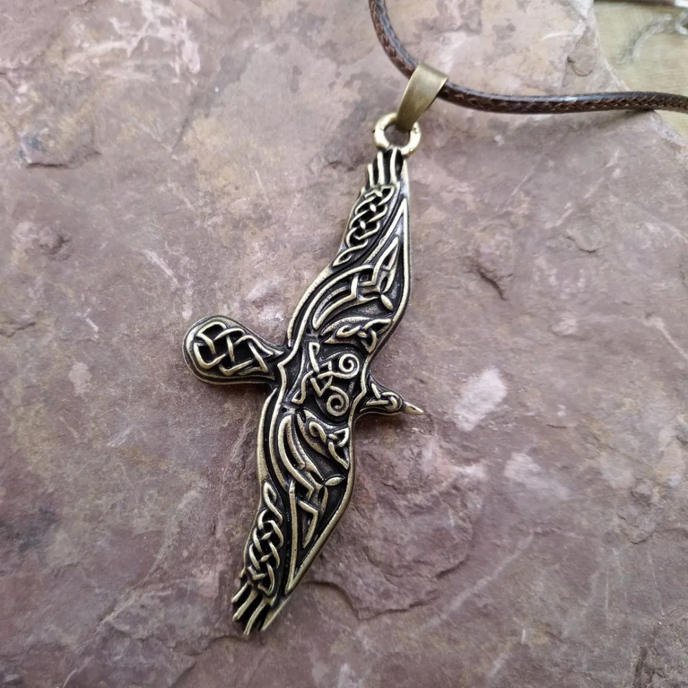 SanLan Viking Nod Raven Pandantiv Cablu Odin Zboară Cioara Colier Nordici Pasăre Talisman Amuletă Bijuterii