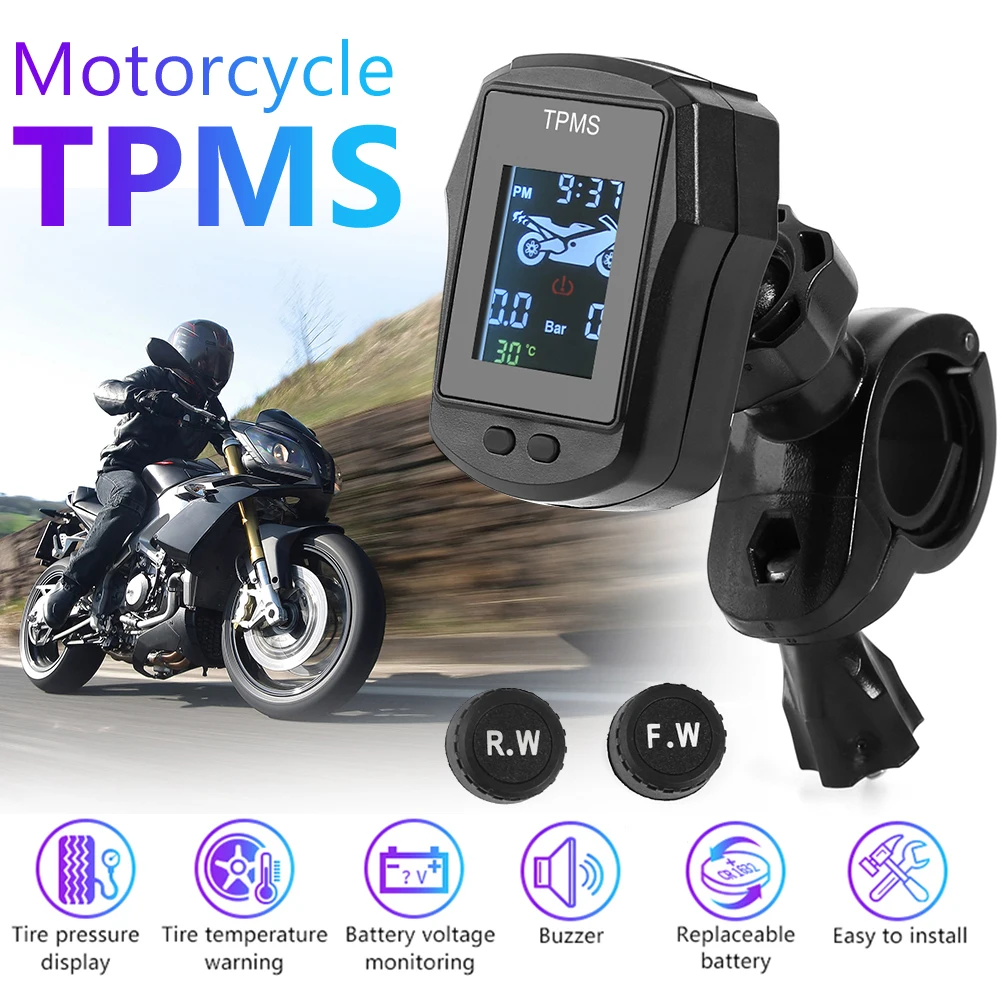Rezistent la apa Motocicleta a Presiunii în Anvelope TPMS pentru Sistemul de monitorizare cu 2 Senzori Externi în aer liber Motocicleta Personal Ornamente