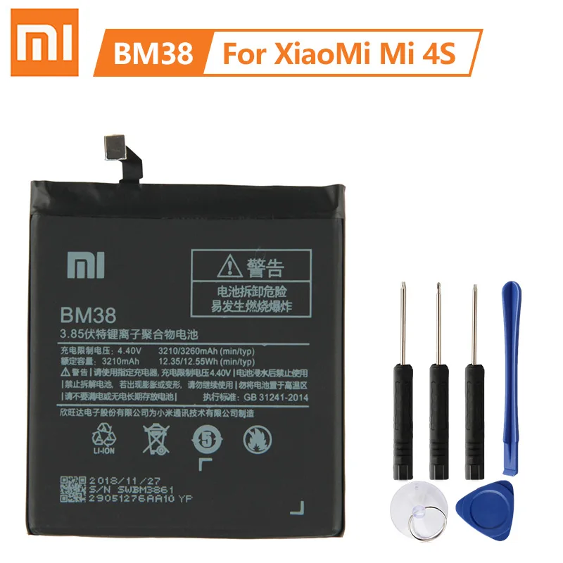 XiaoMi Original Inlocuire Baterie BM38 Pentru Xiaomi Mi 4S M4 Noi de Autentice, Baterie Telefon 3260mAh