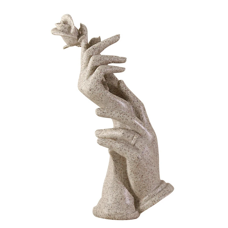 Decor De Nunta Dragoste Model De Sculptura De Aur & Gresie Crescut Mâinile Figurine Decor Acasă Ornamente Fotografie Elemente De Recuzită