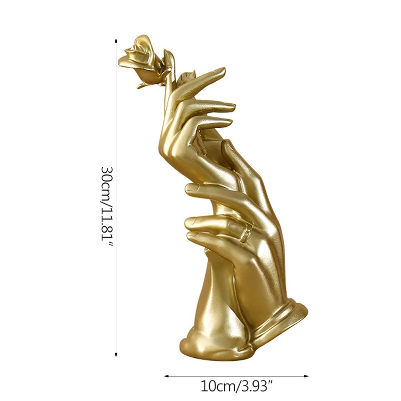 Decor De Nunta Dragoste Model De Sculptura De Aur & Gresie Crescut Mâinile Figurine Decor Acasă Ornamente Fotografie Elemente De Recuzită