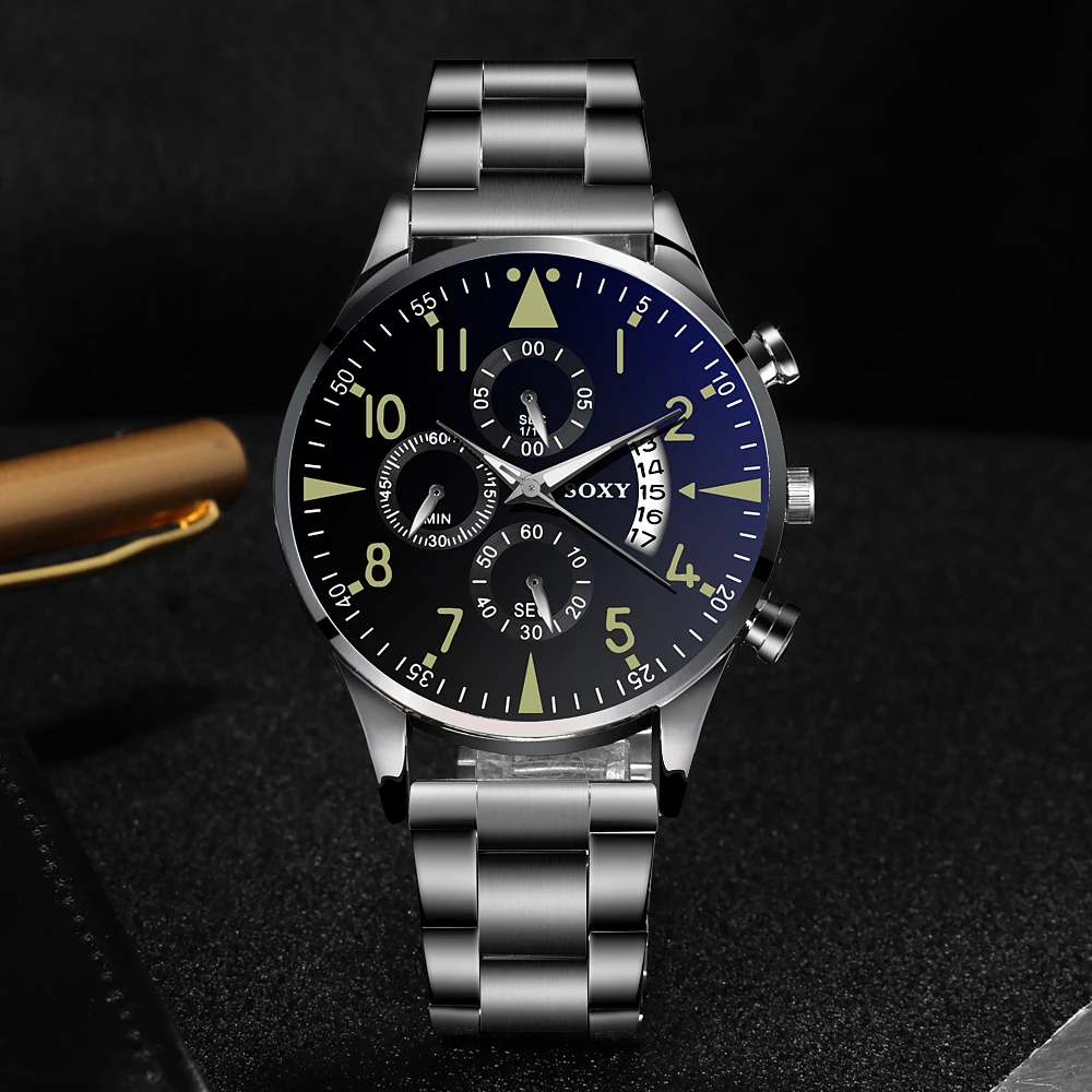 2020 metal de design pentru bărbați cuarț ceas luminos clasic calendar bărbați ceas din oțel inoxidabil de afaceri ceas Relogio Masculin