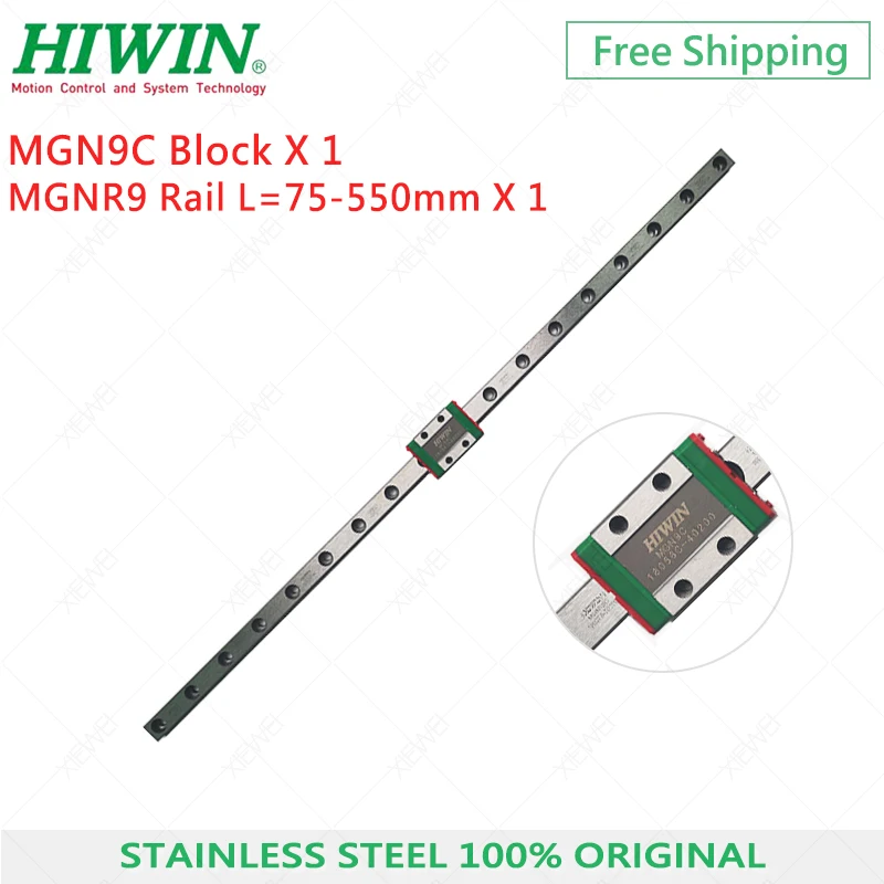 Transport gratuit din oțel inoxidabil HIWIN 9mm ghidaj Liniar MGN9 200 250 270 300 350 400 450 500 mm liniare feroviar + MGN9C bloc