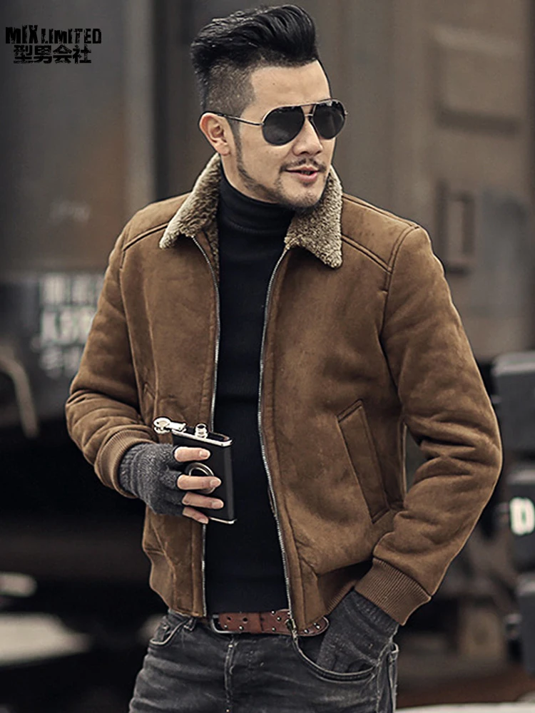 Oameni noi de iarna slim cafea calda faux blana haina cu fermoar sacou bărbați de lână stil European gros casual design de Brand jacheta F7153