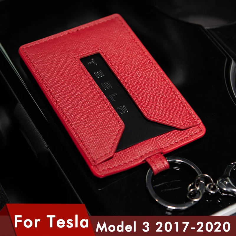 Heenvn Model3 Auto Din Piele Cheia Cartelei Protector Capac Cheie Pentru Tesla Model 3 Accesorii, Negru-Cheie Fob Caz Sac Trei 2020
