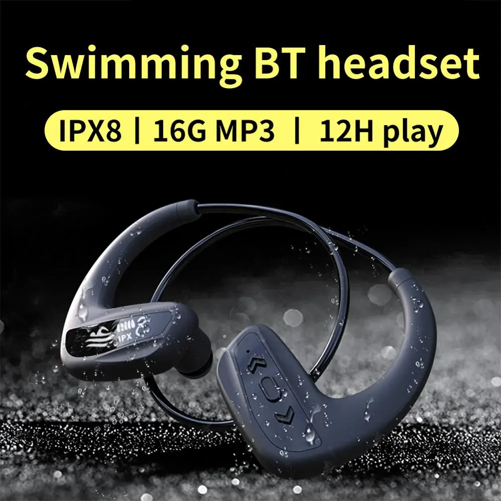 Cyboris rezistent la apa IPX8 fără Fir Bluetooth Casti Sport în aer liber Căști 16G MP3 Player Căști Hifi Bass Pavilioane Wireless