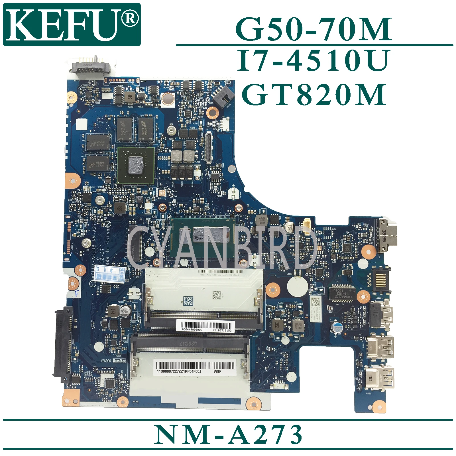 KEFU NM-A273 original placa de baza pentru Lenovo G50-70M Z50-70 cu procesor I7-4510U GT820M Laptop placa de baza