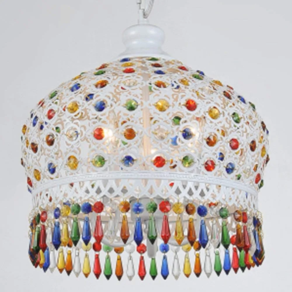 Boem Cristal Pandantiv de iluminat Mediteraneene din Fier Forjat Pandantiv Lampă pentru Camera de zi Dormitor Restaurant Magazin de Îmbrăcăminte