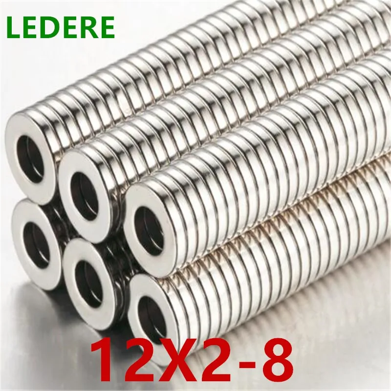 LEDERE 50/100buc/lot Magneți Inel D 12-8*2 mm N35 Puternic Magnet Neodim 12*2 mm gaura de 8 mm cu magnet Permanent 12mm x 2mm 12-8